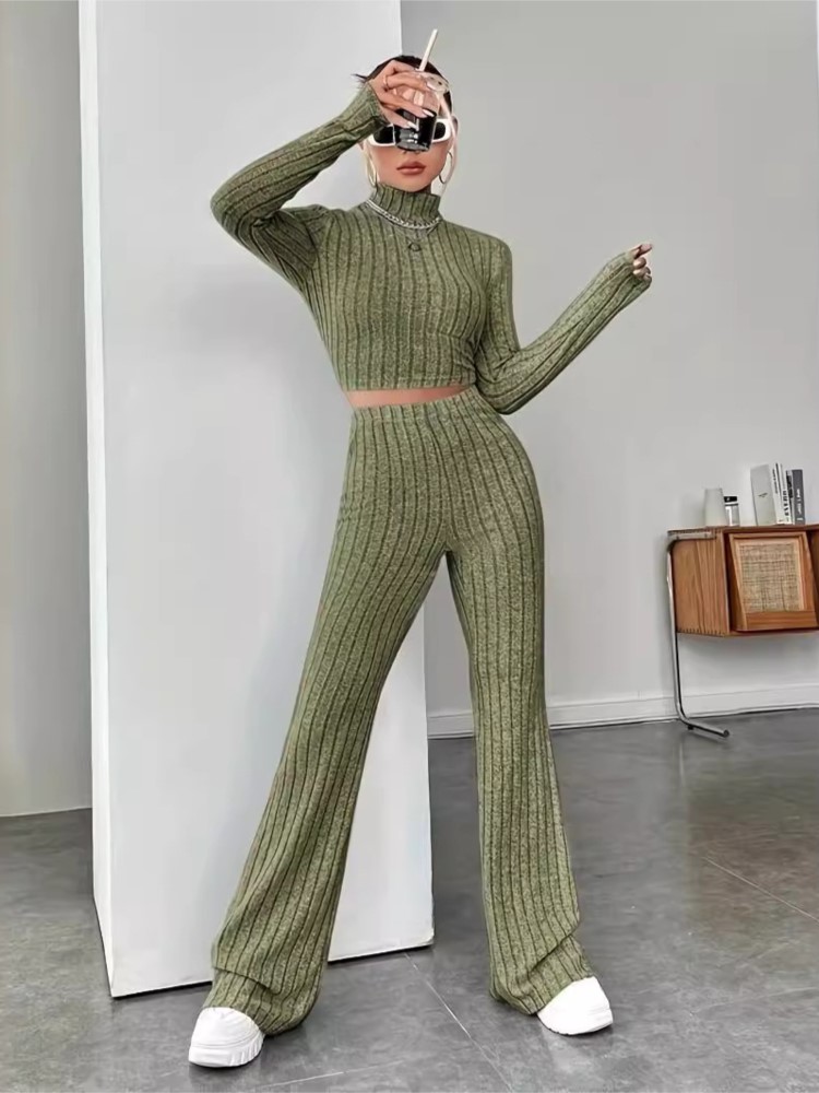 女性のマッチングニット 2 ピース ボディコン スーツ女性ト - Crop Top Crochet のレビューと価格