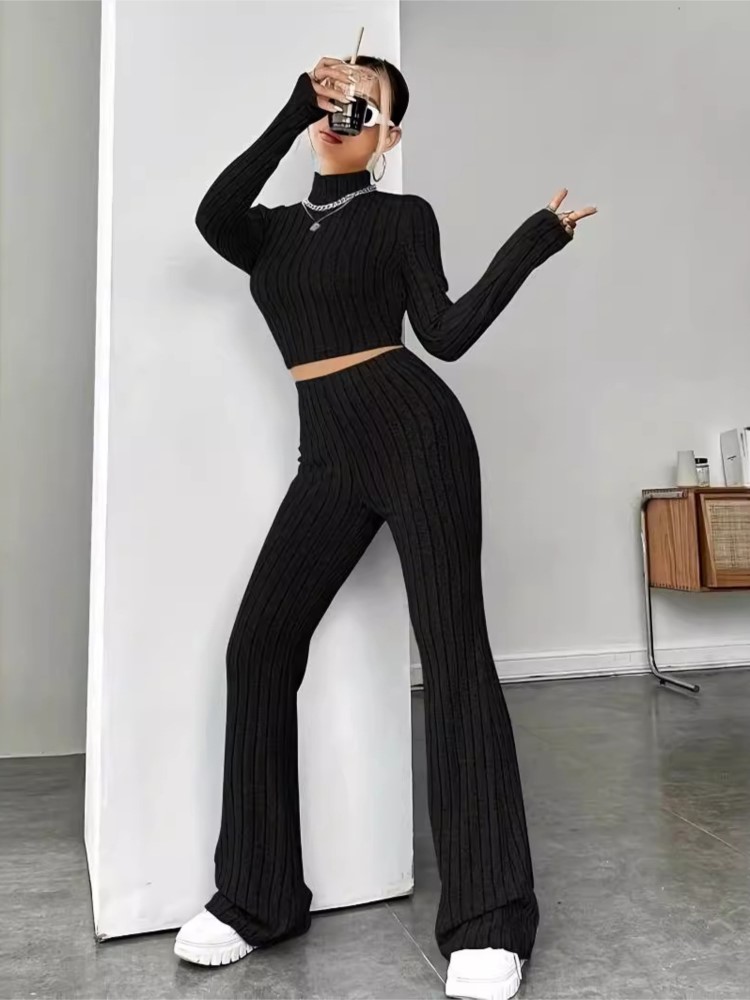 女性のマッチングニット 2 ピース ボディコン スーツ女性ト - Crop Top Crochet のレビューと価格