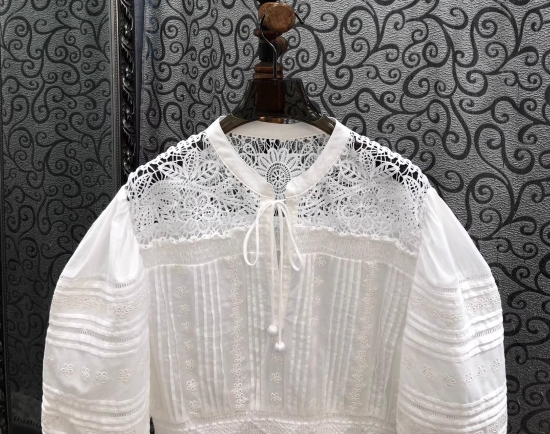 100%コットンブラウスシャツ 2025夏スタイル レディー - Crop Top Crochet のレビューと価格