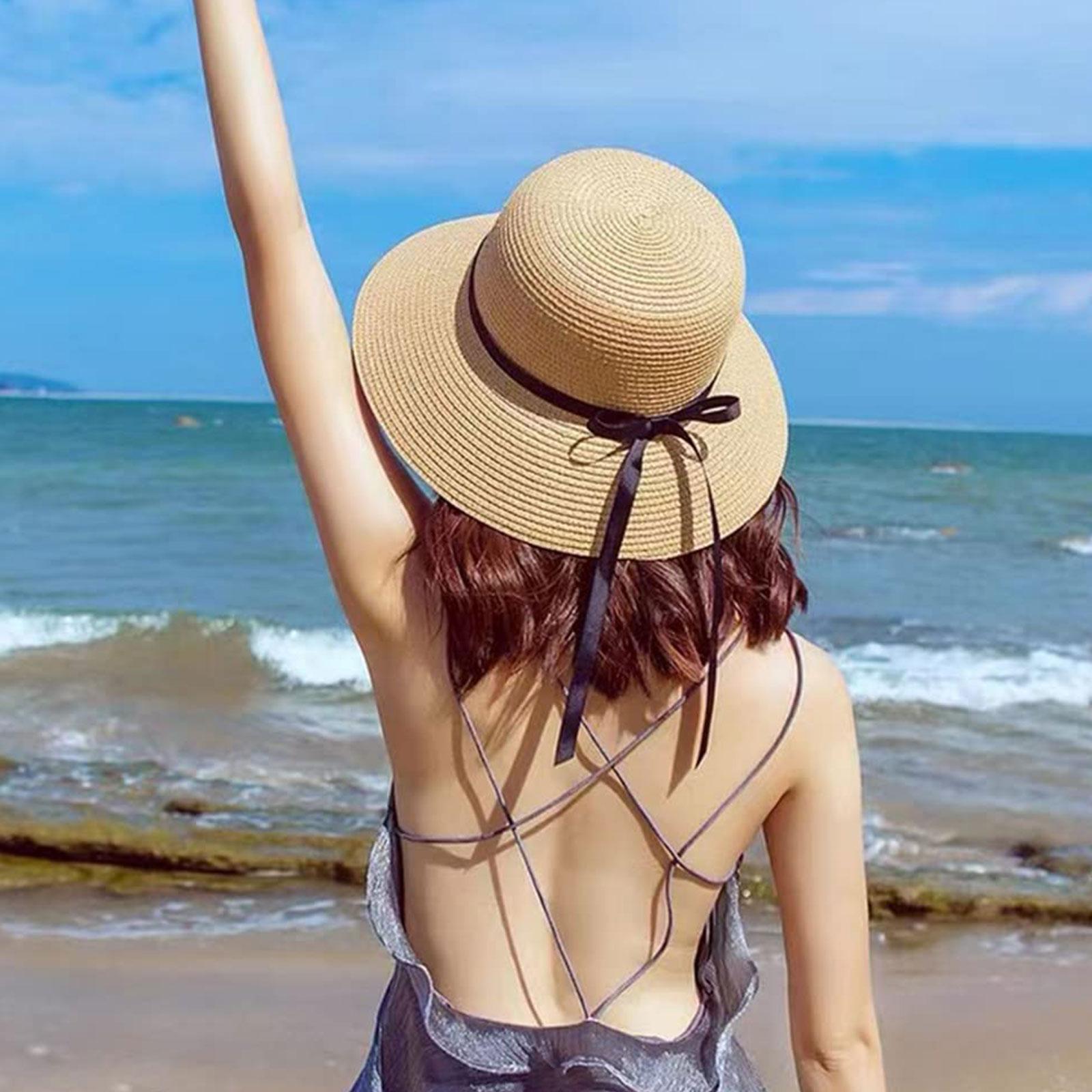 広いつばのある夏の麦わら帽子,折りたたみ式ビーチハット,麦わ - Hat Floppy Wide のレビューと価格