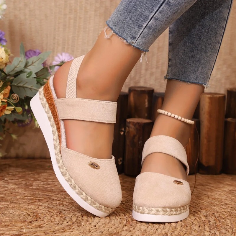 女性クローズドトゥウェッジサンダル女性夏のバックルストラップ - Wedge Espadrille Women のレビューと価格