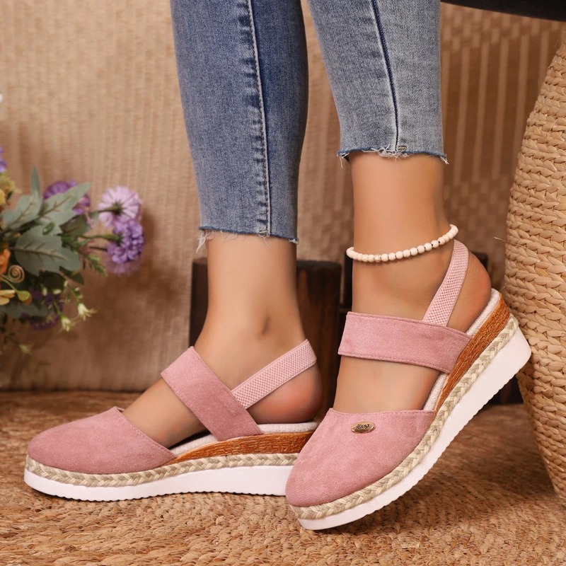 女性クローズドトゥウェッジサンダル女性夏のバックルストラップ - Wedge Espadrille Women のレビューと価格