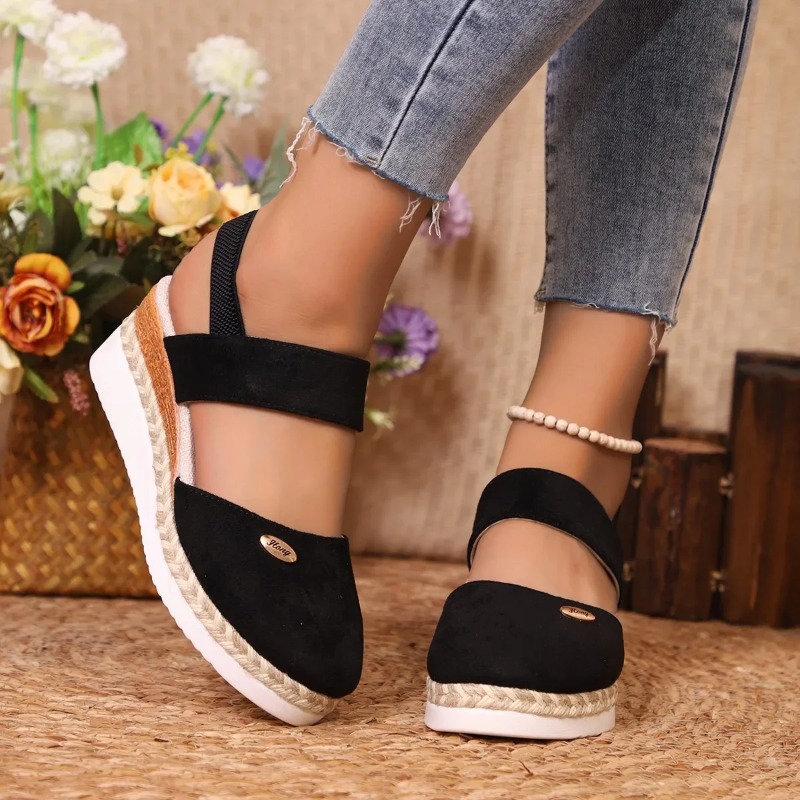 女性クローズドトゥウェッジサンダル女性夏のバックルストラップ - Wedge Espadrille Women のレビューと価格