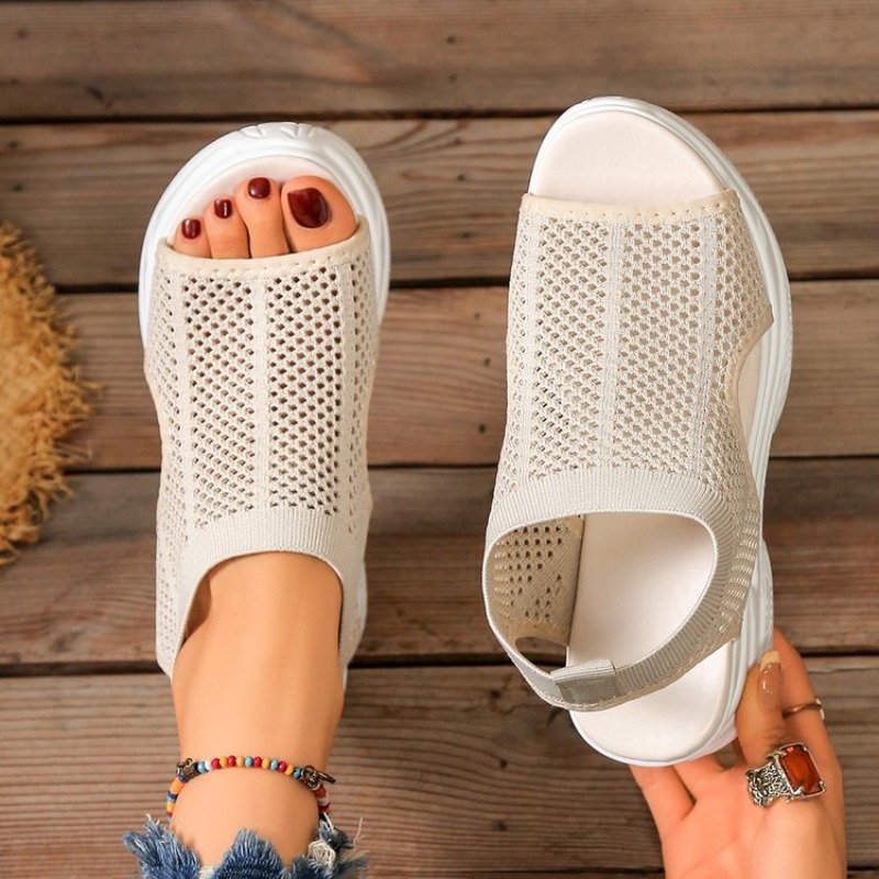 女性プラットフォームサンダル夏ウェッジシューズメッシュ通気性 - Wedge Espadrille Women のレビューと価格