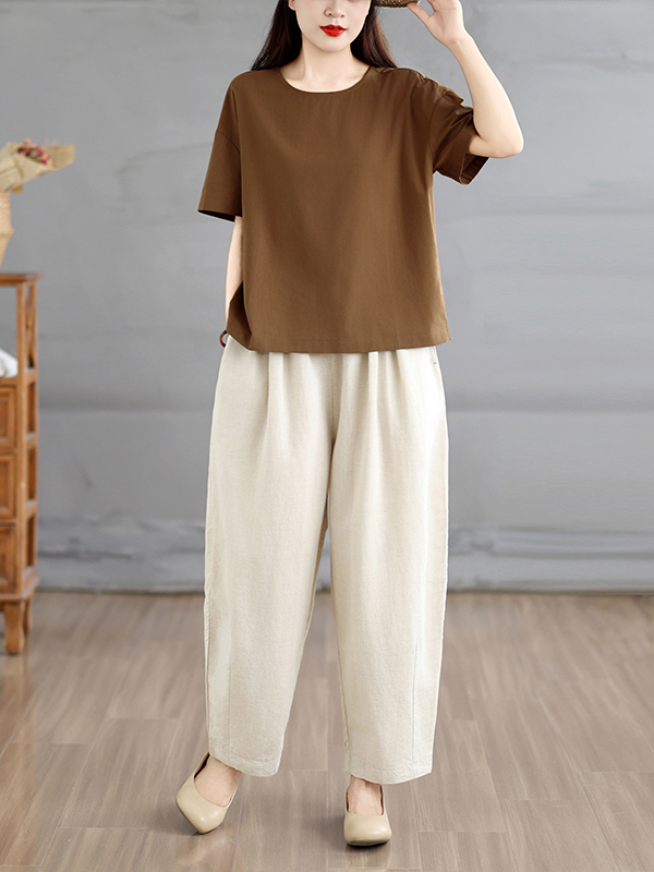夏のエスニックスタイル レディース ルーズワイドレッグパンツ - Linen Pant Wide のレビューと価格